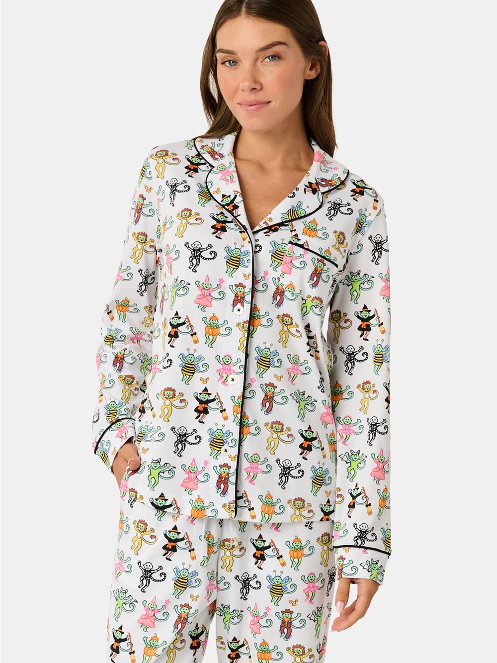 Roller Rabbit Boo Crew Long Sleeve Polo Pajamas